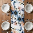 thumbnail image 4 of Table Runner 120 Inches Long for Kitchen Dining, Vintage Blue Floral Dresser Scarf Farmhouse, Dining Table Decorations for Wedding/Parties, Farmhouse Watercolor Flower Butterflies 13 x 120 In, 4 of 8