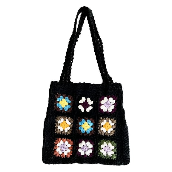 GASTROPOD Crochet Tote Bag for Women Cute Floral Knitted Shoulder Bag Fairy Y2K Woven Beach Shopping Bag Vocation