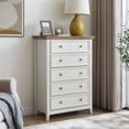thumbnail image 3 of HSUNNS 5 Drawer Dresser for Bedroom, Chest of Drawers for Bedroom, Storage Cabinet Nightstand Dresser Organizer with Modern Design, Closet, Beige, 3 of 12