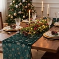 thumbnail image 5 of Honeplcked 13x71In Polyester Velvet Green Xmas Table Runner, Winter Seasonal Indoor Christmas Table Decorations, Embroidered Snowflake Table Runner for Xmas Party Home Holiday Kitchen Dining Room, 5 of 7