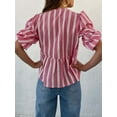 thumbnail image 4 of Women Y2K Peplum Tops Puff Short Sleeve Tie Up Blouse Shirt Summer Going Out Cute Babydoll Top Red M, 4 of 9