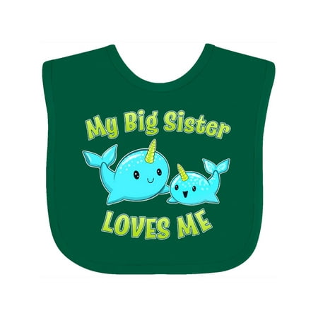 

Inktastic My Sister Loves Me- Cute Narwhal Gift Baby Boy or Baby Girl Bib
