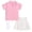 Pink, variant on KAUOD Girls Golf Outfits 3 Pcs Short Sleeve Polo Shirt, Pleated Mini Skirt and Socks Tennis Soccer Set Sports Clothes