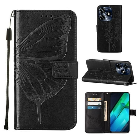 

Case for Tecno Spark 9 Pro Premium Leather Flip Cover Magnetic Embossing Butterfly