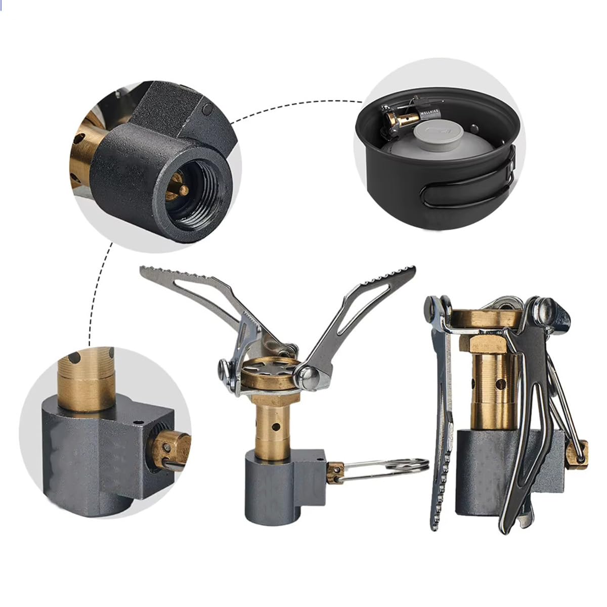 Outdoor Gas Stove Camping Burner Portable Mini Folding Stove Gas Heater Survival Furnace Foldable Furance Head for Picnic Cooker 49g Maximum firepower of BRS-3000T Stove