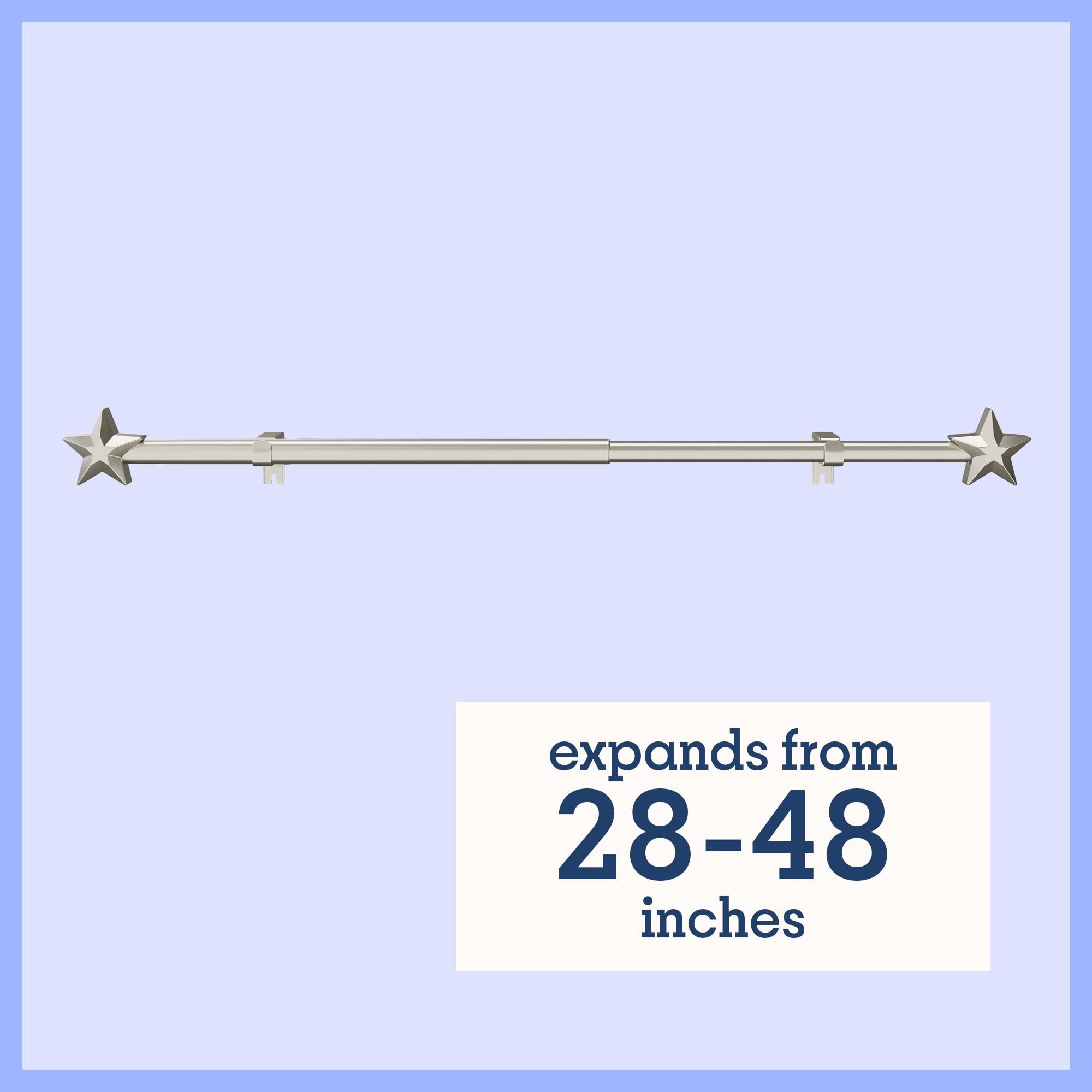 Mainstays Kids 3/4" Satin Nickel Star Adjustable Single Curtain Rod, 28"-48"