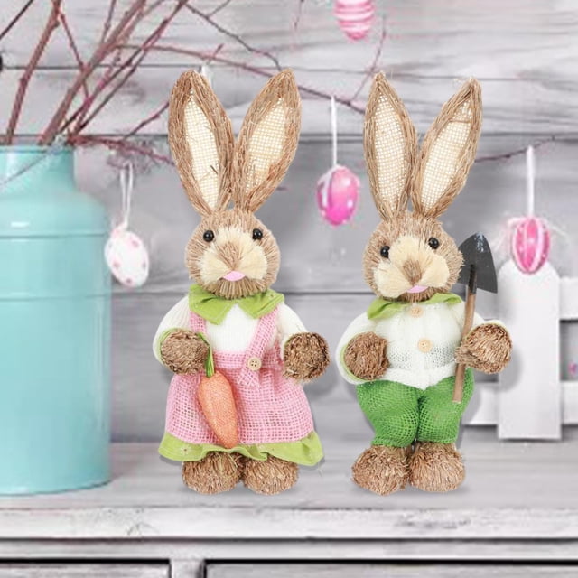Decoración Conejo de Pascua de paja Perfecl Accesorios para Fotos