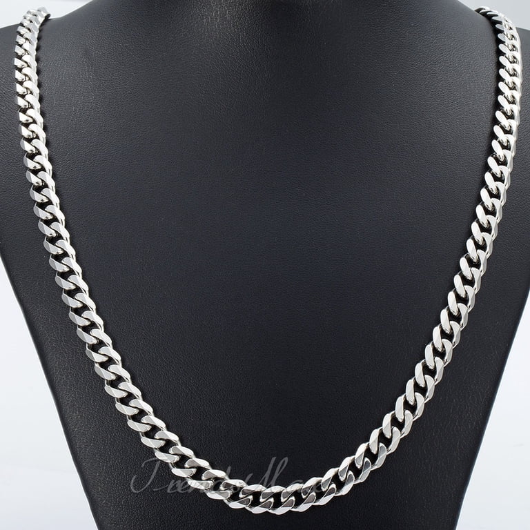 Hermah Stainless Steel Curb Chain Necklace, 20 Inches, 7mm photo 4