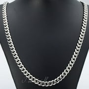 3/5/7/9/11mm Wide 18-24 Stainless Steel Silver Tone Chain Cuban Curb Mens Necklace