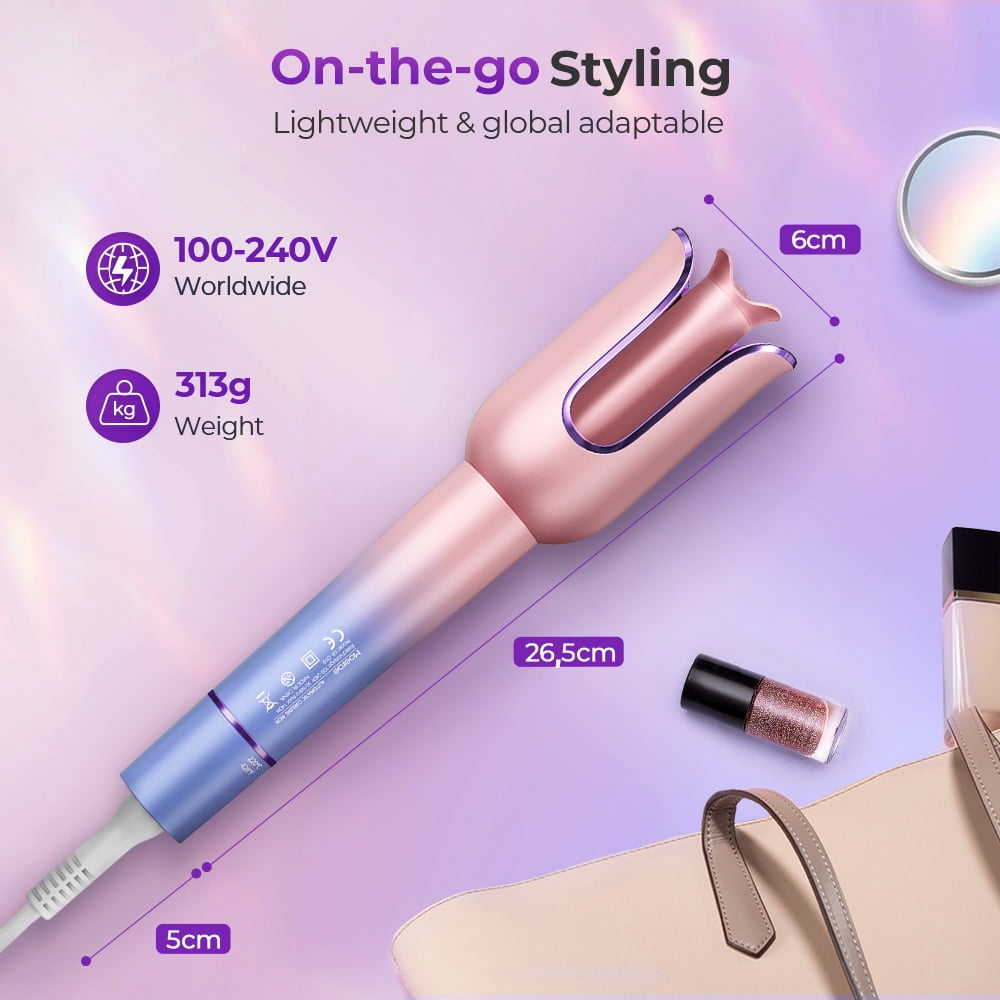 Automatic Curling Iron, SINGES Professional Hair Curler, 3 Temps Setting, Anti-tangle Ceramic Barrel Rotating, 30S Fast Heating, 22mm Auto 360° Rotating Hair Wand