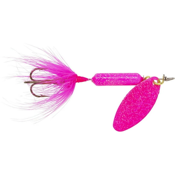 Wordens S208-GPK Spinner queue de coq en ligne, 2-1/4", 1/8 oz, crochet simple, rose pailleté Spinner queue de coq en ligne,
