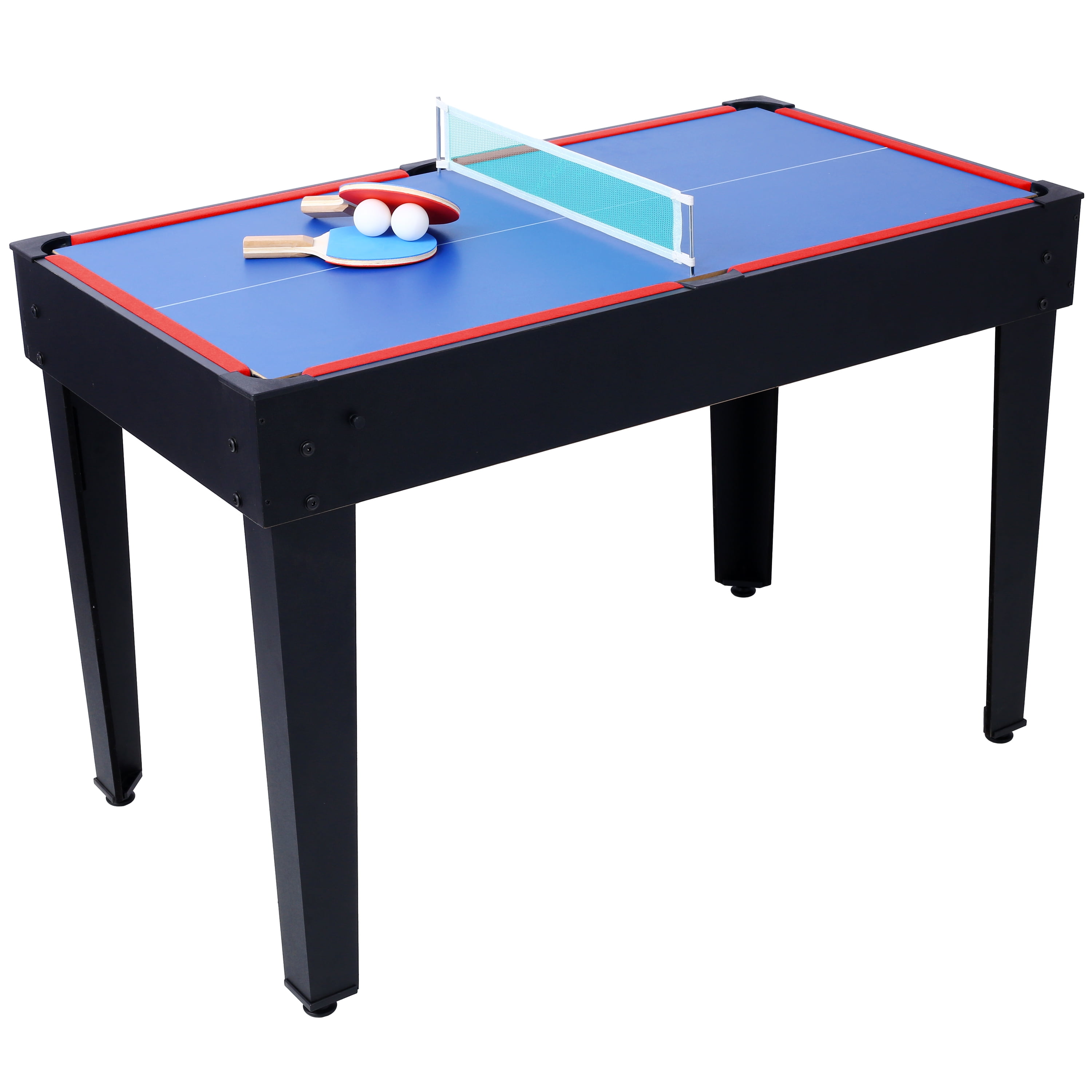5-in-1 Multi-Game Table for Indoor Sports - Billiards, Push Hockey, Foosball, Ping Pong, Basketball | Black/Red Design