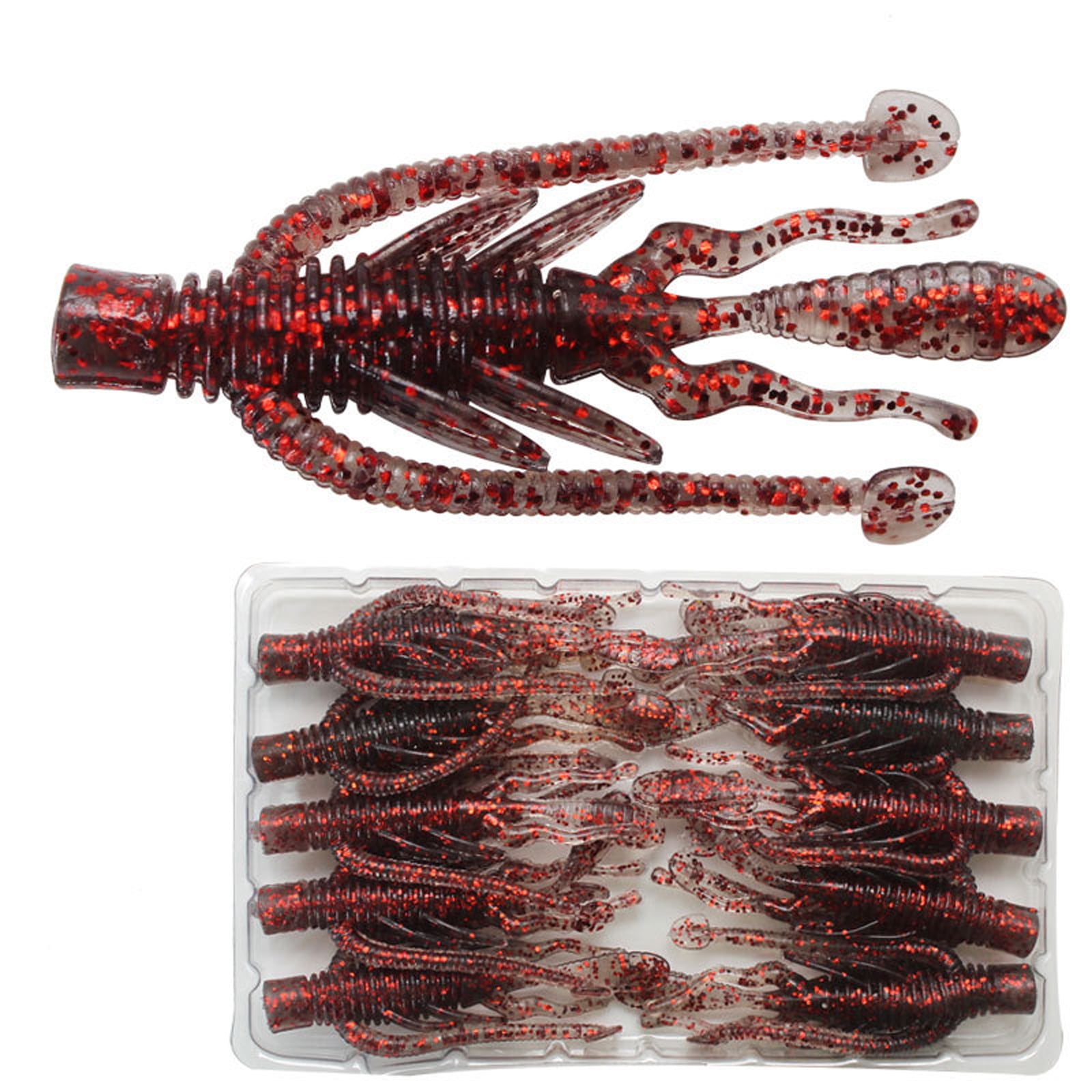 QLUEWX 10PCS Floating Shrimp Soft Lures Deep Red Scented High Elastic Crawfish Bait 2.48in Artificial Fishing Soft Baits Freshwater Saltwater Tackle Gift for Anglers