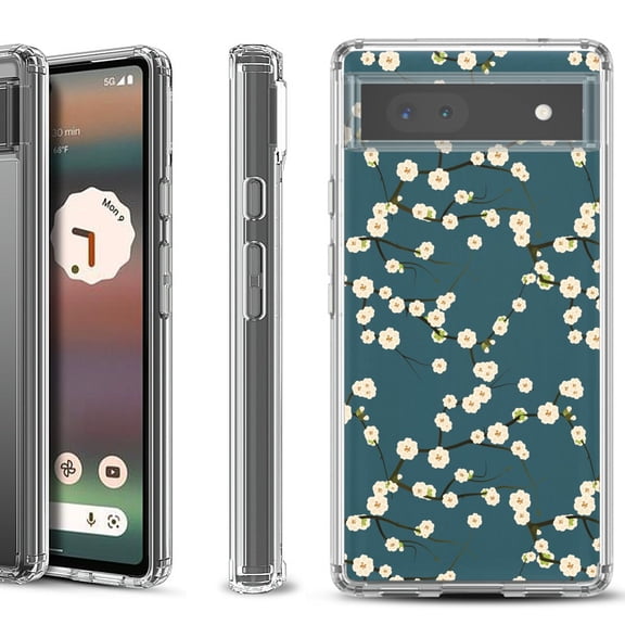 Shockproof Bumper Phone Case for Google Pixel 6a, by OneToughShield ® - Blossom Green