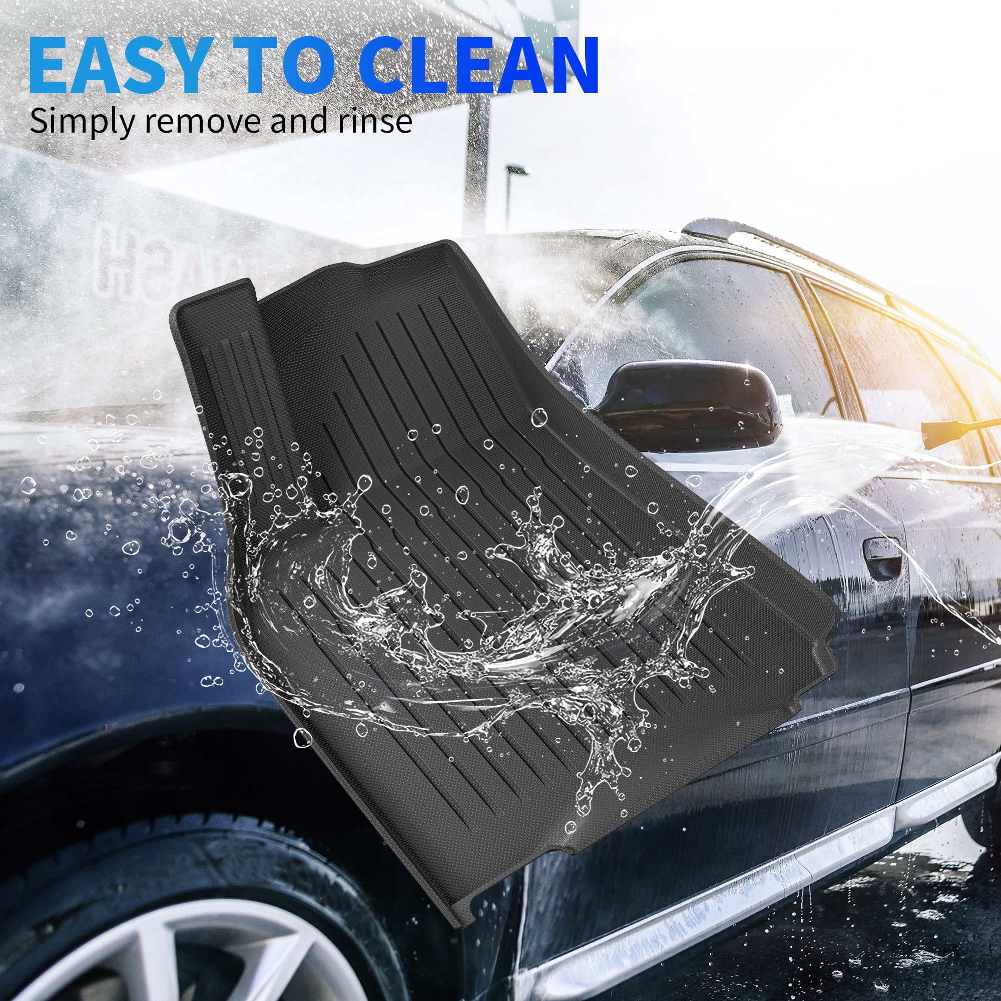 Floor Mats Fit for Tesla Model Y 2024 2023 2022 2021 Custom Fit All Weather TPE Protection Floor Mats Set (6 Pieces) Cargo Liner Cargo Trunk Accessories,Heavy Duty Accessories,Black