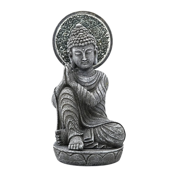 Baoblaze Buddha Statue Adornment Collectibles with Solar Light for Yard Garden Office