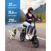 URBANMAX C1 Electric Scooter with Seat, 450W Powerful Motor up to 22 Miles Range, Folding Electric Scooter for Adult Max Speed 15.5Mph, Electric Scooter-Blackfor Commuting with Basket