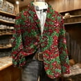 thumbnail image 2 of hlysgo Ugly Christmas Blazer for Men Trendy Xmas Print One Button Lapel Suit Jackets Winter Christmas Holiday Party Corduroy Blazers Red XL, 2 of 7