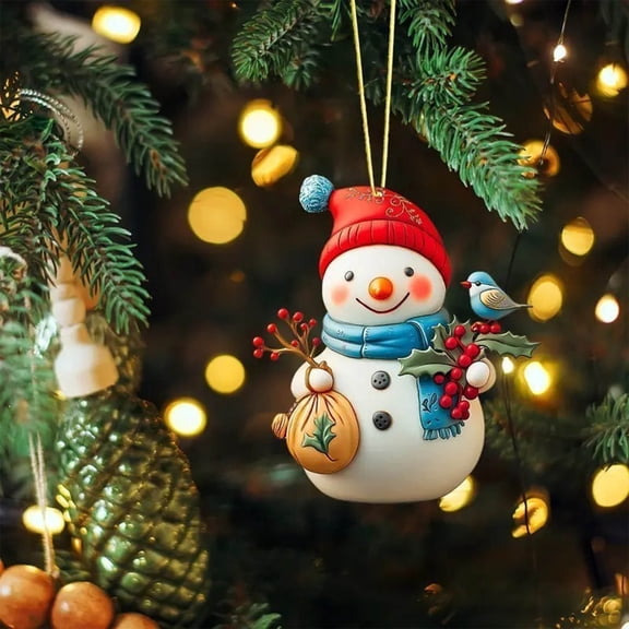FeiFu Cute Christmas Snowman Hanging Ornament Festive Holiday Decoration Pendant for Christmas Tree Home Party Tabletop Mantel Festivities Lightweight Easy to Hang