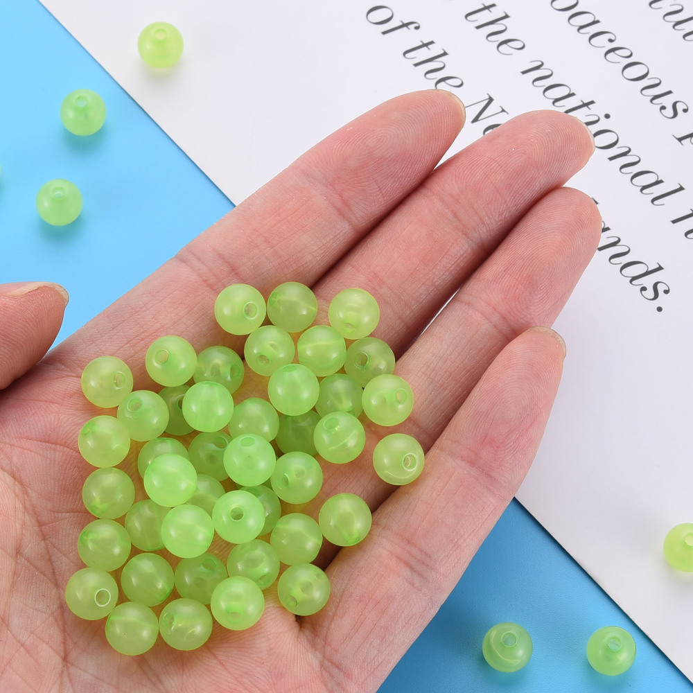 Imitation Jelly Acrylic Beads Round Light Green 8x7.5mm Hole: 1.8mm 1745pcs/500g