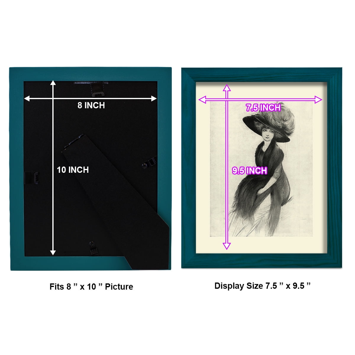 Feather Hat II -Framed Print w/glass-Ocean Blue
