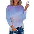thumbnail image 1 of RKSTN Hauts pour Femmes Mode Imprimé Teinture sur Nœuds Col Rond Manches Longues Chandail en Molleton Décontracté Sortie Blouses Amples Hauts, 1 of 3