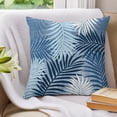 thumbnail image 3 of Pillow Covers 24x24 Set of 2, Navy Blue Palm Leaves Throw Pillow Covers Decorative Couch Cushion Cover, Summer Botanical Tropical Leaf Microfiber Soft Square Pillowcases for Bedroom Living Room Sofa, 3 of 9
