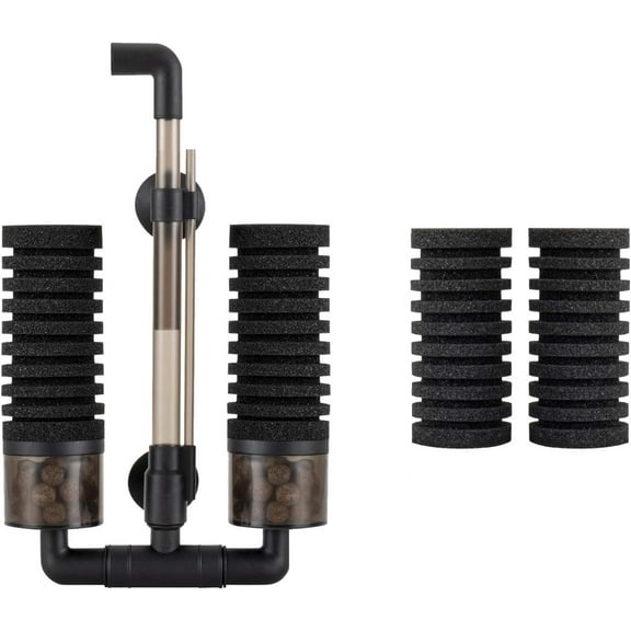 FINAQUA Dual Sponge Aquarium Filter, Includes 2 Extra Sponges (S), High-Efficiency Water Purification for Clear Tanks