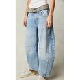 thumbnail image 2 of Women's Barrel Jeans Loose Mid Rise Vintage Wide Leg Cropped Denim Pants with Pockets, 2 of 6