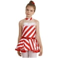 thumbnail image 3 of Yruioon Girls Striped Tutu Dance Dress Figure Skating Dress Mrs Santa Christmas Party Candy Cane Red 4, 3 of 7