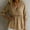 Khaki, variant on Womens Plus Size Babydoll Tops Cute Summer Eyelet V Neck Short Sleeve Blouses Cropped Lace Ruffle Boho Shirts Lace 3/4 Sleeve Flowy Tunic Tops Eyelet Babydoll Peplum Top