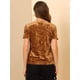 thumbnail image 5 of Día de San Patricio Camiseta Terciopelo Sólida Casual De Manga Corta Con Cuello Redondo Para Mujer Marrón M, 5 of 6
