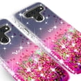 thumbnail image 4 of Compatible for LG V50 ThinQ Case, LG V50 Case, with [Tempered Glass Screen Protector] SOGA Diamond Liquid Quicksand Cover Cute Girl Women Phone Case - Clear/Pink, 4 of 5