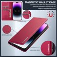 thumbnail image 6 of Wallet Case for iPhone 16, Classic Shockproof PU Leather Magnetic Flip Cover with Card Holder Stand Feature and Full Body Protection Phone Case Cover for iPhone 16, Red, 6 of 12