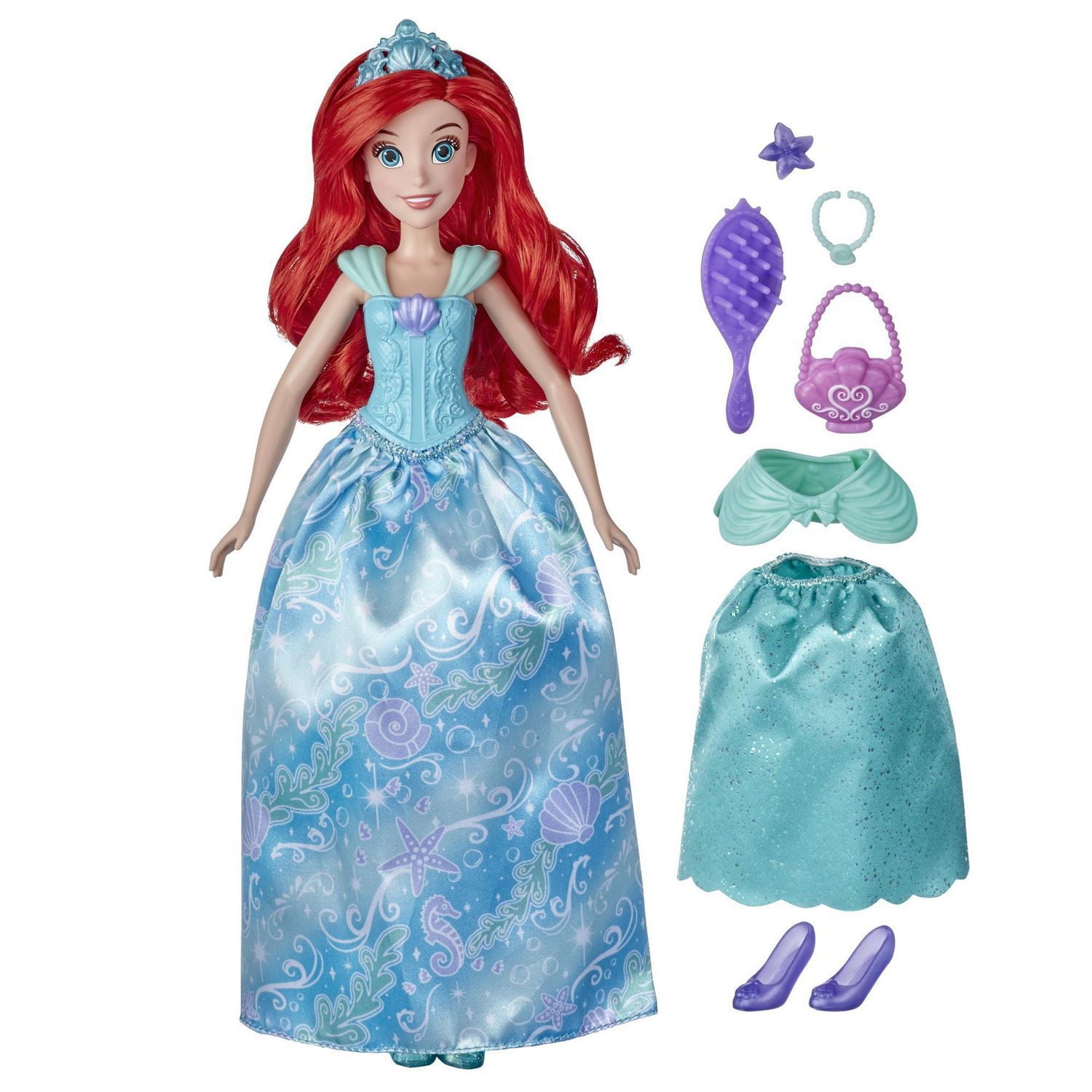 Disney Princess Style Surprise Ariel Fashion Doll with 10 Fashions and Accessories, Hidden Surprises