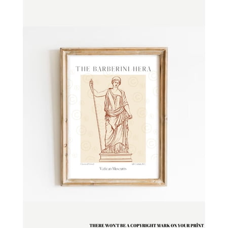 Hera Statue Print, Juno Poster, Olympian Gods, Sculpture Poster, Greek Mythology Art, Ancient Greece Art, Hellenic Polytheism, Museum Poster Wall Art, Modern Wall Decor, 8x12 UNFRAMED