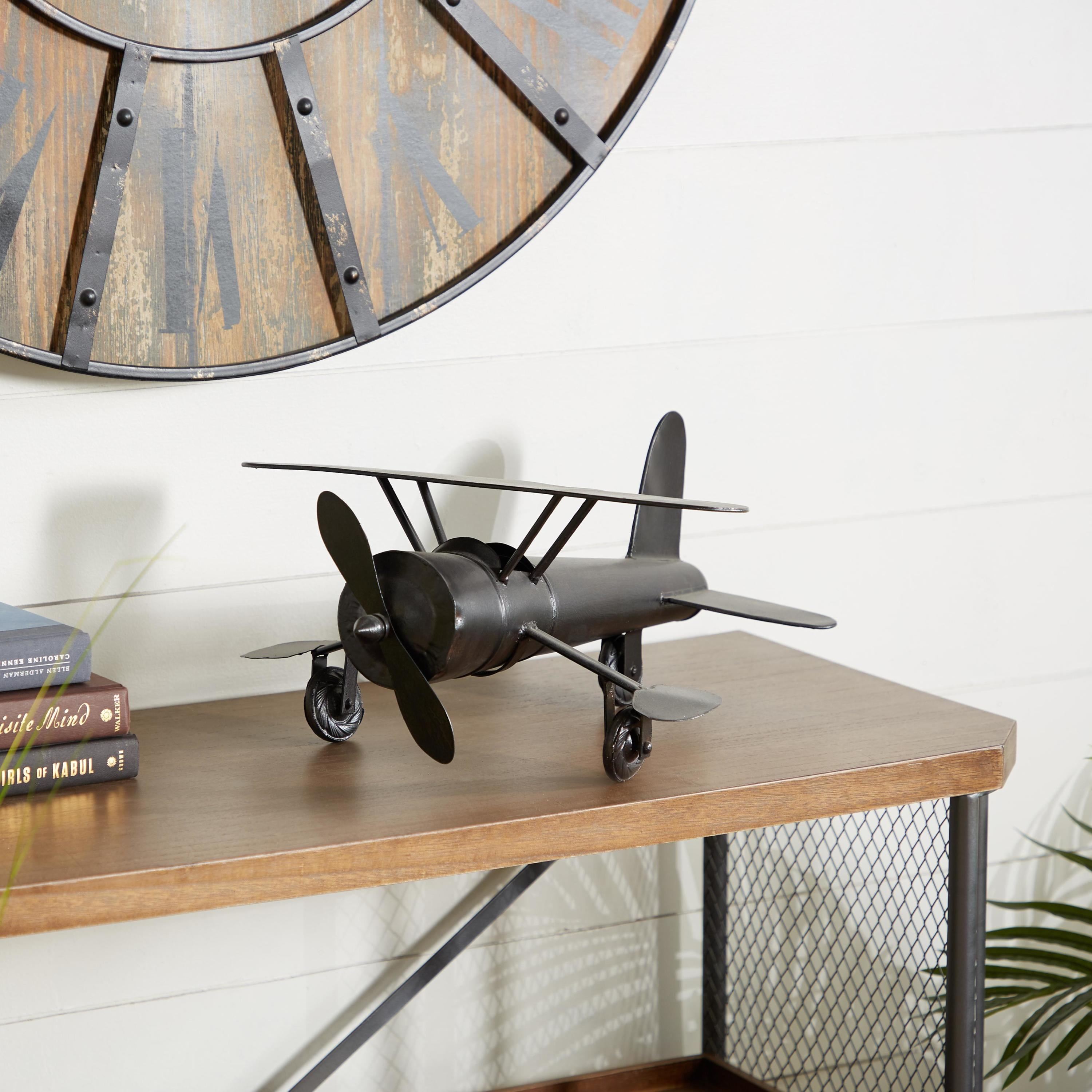 18" x 9" Brown Metal Airplane Sculpture, by DecMode