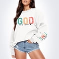 thumbnail image 2 of Women's Hoodless Sweatshirt Casual Crewneck Long Sleeve God Print Basic Top Versatile for Daily and Wear, 2 of 4