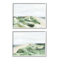 Stupell Indtries Ocean Coastline Greenery Beach Green Beige Blue,30 x 24,Design by Annie Warren