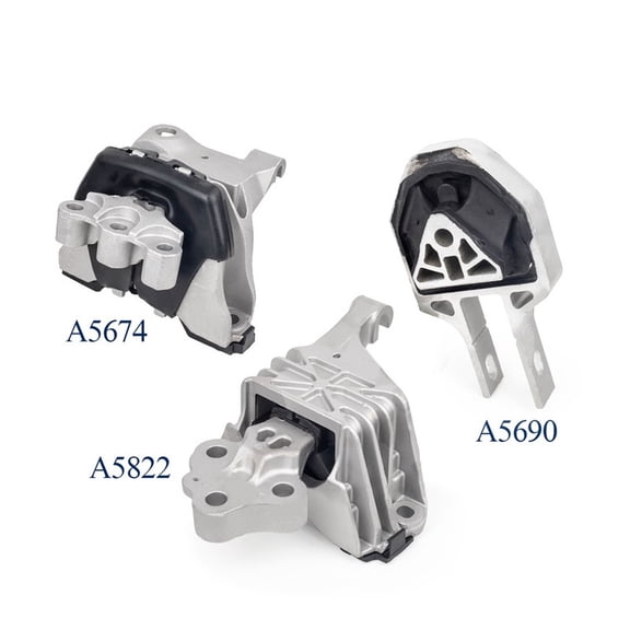 Set of 3 ISA Engine Motor & Transmission Mount Compatible with 2013-2016 Dodge Dart l4 2.0L 2.4L Replacement for A5822(A5823) A5674 A5690