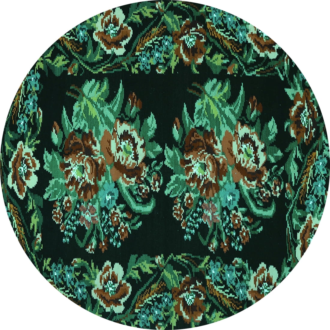 Ahgly Company Indoor Round Medallion Turquoise Blue French Area Rugs, 3