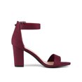 thumbnail image 4 of BLISSFUL STEP Women's Shoes Ankle Strap Block Heel Buckle Open Toe Sandals Burgundy 4.5, 4 of 9