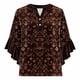 thumbnail image 5 of Tejiojio Women's Casual Printed Top Lace Trim V-Neck 3/4 Sleeves Button Down Fashionable Daily Wear, 5 of 6