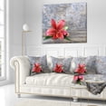 thumbnail image 2 of Designart Beautiful Fallen Red Lily Flower - Floral Throw Pillow - 16x16, 2 of 4