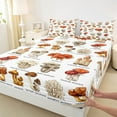 thumbnail image 3 of Manfei Cartoon Mushroom Print Queen Sheet Sets, Jungle Plant Botanical Flat Sheet, Teen Boy Girl Kid Queen Fitted Sheet, Ultra Soft Home Decor, 4pcs, 3 of 7