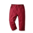 thumbnail image 3 of Efsteb Kids Boys Suits Pants Elastic Waisted Casual Solid Color Pants Fashion Cute School Uniform Suit Trousers (Red,3 Years), 3 of 4