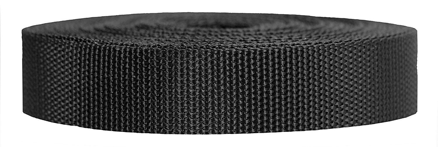 Strapworks Heavyweight Polypropylene Webbing - Heavy Duty Poly Strapping  for Outdoor DIY Gear Repair, 1 Inch x 10 Yards, Black