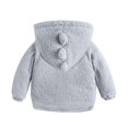 thumbnail image 4 of Povozer Toddler Zip up Hoodie Kids' Soft Sherpa Fleece Sweatshirt for Girls(Gray,12-18M), 4 of 5