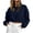 Dark Blue, variant on Women's Crew Neck Cropped Sweatshirt, Long Sleeve Loose Fit Casual Pullover Crop Top for Fall & Winter Loungewear