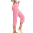 thumbnail image 3 of UAMVSH Capri Sweatpants for Women Soft Yoga Stretchy Athletic Capris with Pockets Trendy Crossover High Waist Work Dressy Cropped Pants(Medium,Pink), 3 of 5